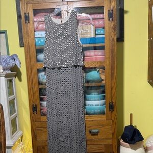 LOFT Black & White Geometric Maxi Dress